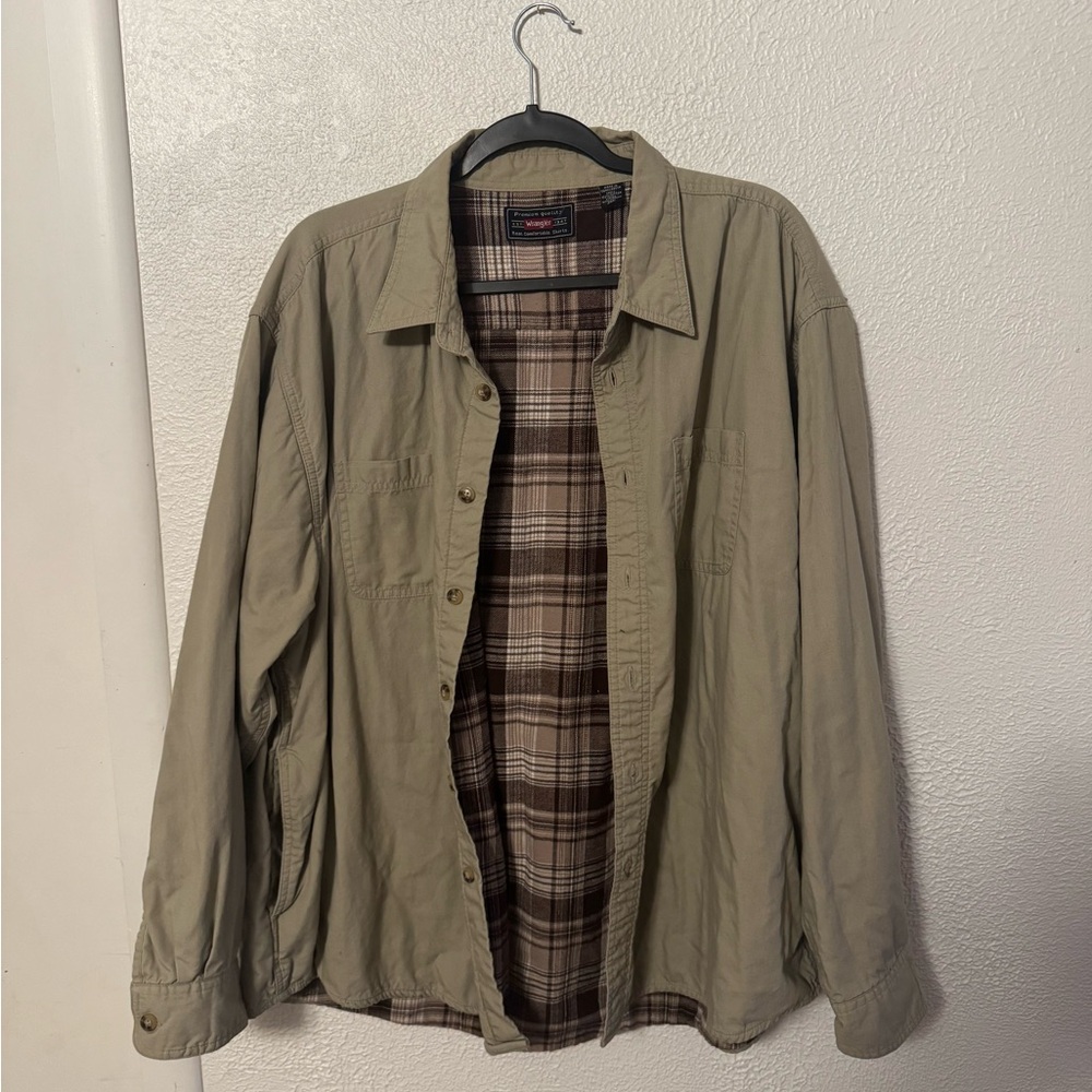 Workwear Wrangler khaki work shirt fleece lined 2XL